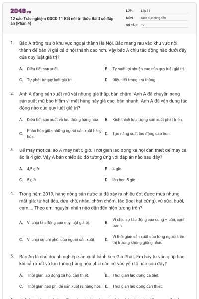 12 câu Trắc nghiệm GDCD 11 Kết nối tri thức Bài 3 có đáp án (Phần 4)
