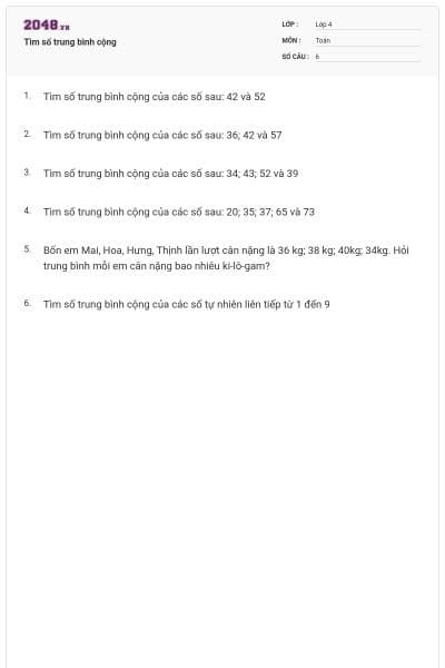 Tìm số trung bình cộng