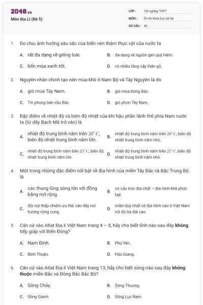 Môn Địa Lí (Đề 5)
