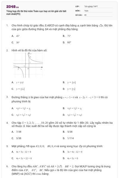 Tổng hợp đề thi thử môn Toán cực hay có lời giải chi tiết mới nhất(P5)