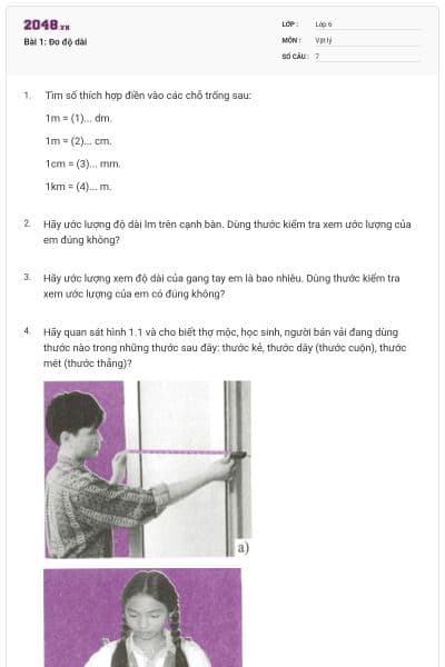 Bài 1: Đo độ dài