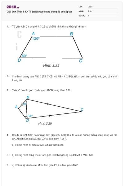 Giải SGK Toán 8 KNTT Luyện tập chung trang 56 có đáp án