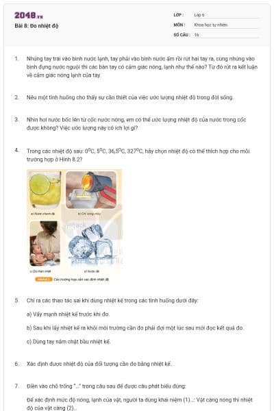 Bài 8: Đo nhiệt độ