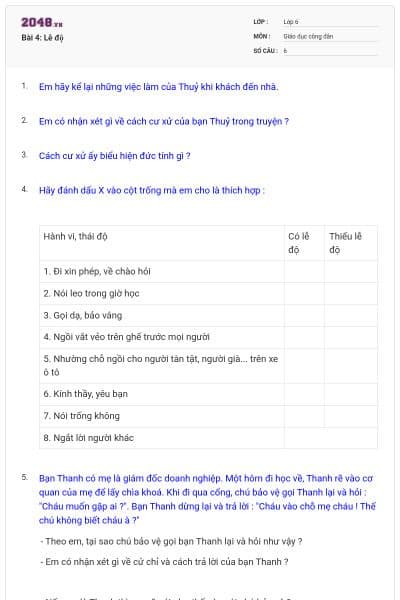 Bài 4: Lễ độ