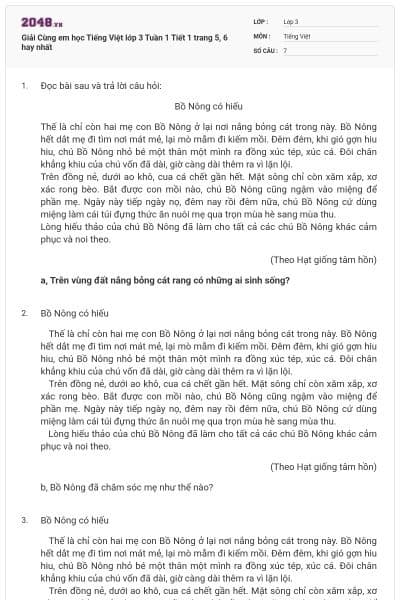 Giải Cùng em học Tiếng Việt lớp 3 Tuần 1 Tiết 1 trang 5, 6 hay nhất