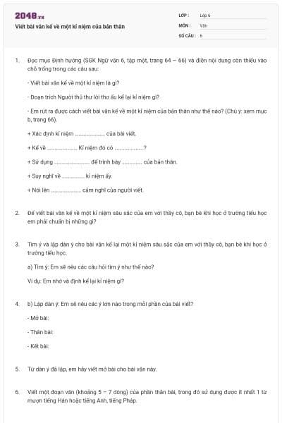 Viết bài văn kể về một kỉ niệm của bản thân