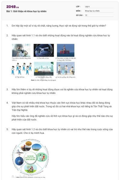 Bài 1: Giới thiệu về khoa học tự nhiên