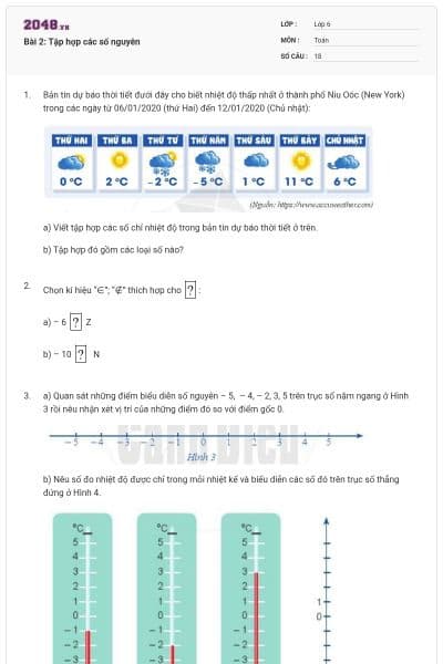 Bài 2: Tập hợp các số nguyên