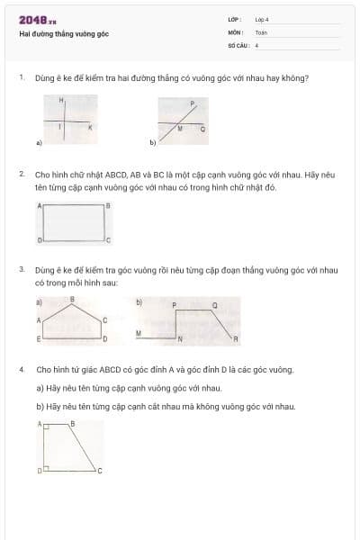 Hai đường thẳng vuông góc