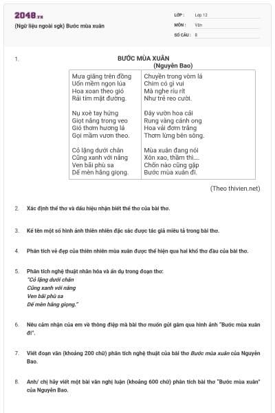 (Ngữ liệu ngoài sgk) Bước mùa xuân