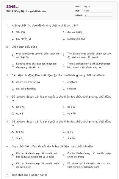 Bài 17: Dòng điện trong chất bán dẫn