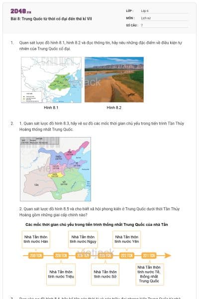 Bài 8: Trung Quốc từ thời cổ đại đến thế kỉ VII