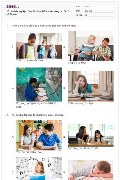 15 câu trắc nghiệm Đạo đức lớp 5 Chân trời sáng tạo Bài 5 có đáp án