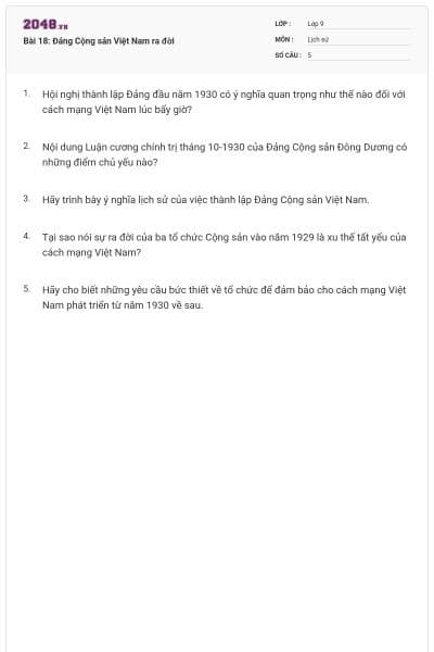 Bài 18: Đảng Cộng sản Việt Nam ra đời