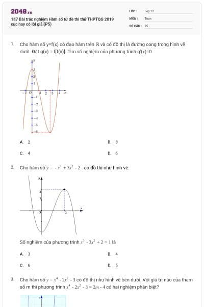 187 Bài trắc nghiệm Hàm số từ đề thi thử THPTQG 2019 cục hay có lời giải(P5)