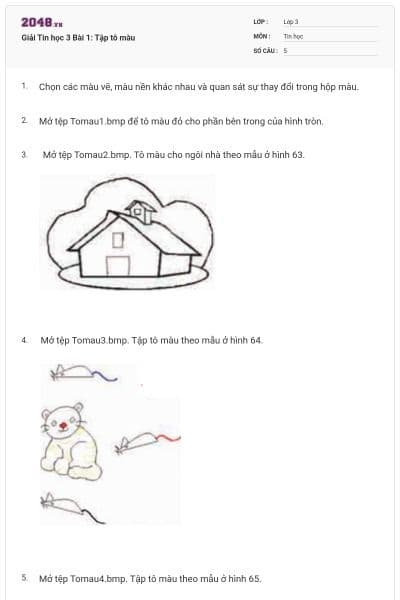 Giải Tin học 3 Bài 1: Tập tô màu