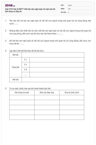 Giải VTH Văn 8 KNTT Viết bài văn nghị luận về một vấn đề đời sống có đáp án
