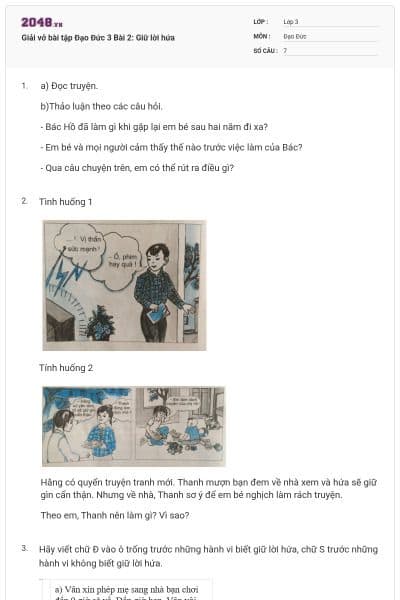 Giải vở bài tập Đạo Đức 3 Bài 2: Giữ lời hứa