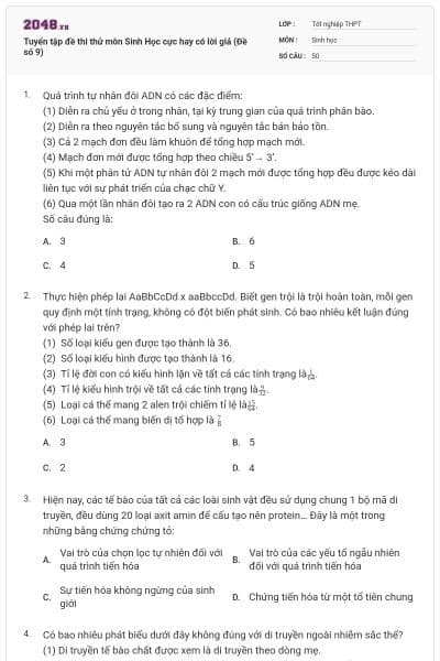 Tuyển tập đề thi thử môn Sinh Học cực hay có lời giả (Đề số 9)