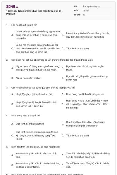 1000+ câu Trắc nghiệm Nhập môn điện tử có đáp án - Phần 24