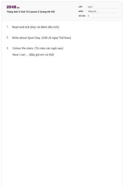 Tiếng Anh 5 Unit 10 Lesson 3 (trang 68-69)