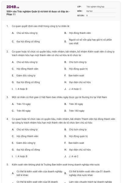 500+ câu Trắc nghiệm Quản lý và kinh tế dược có đáp án - Phần 11