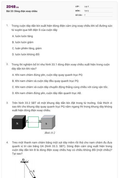 Bài 33: Dòng điện xoay chiều