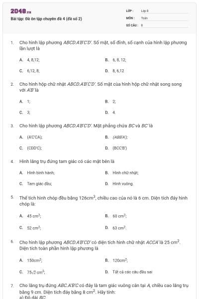 Bài tập: Đề ôn tập chuyên đề 4 (đề số 2)