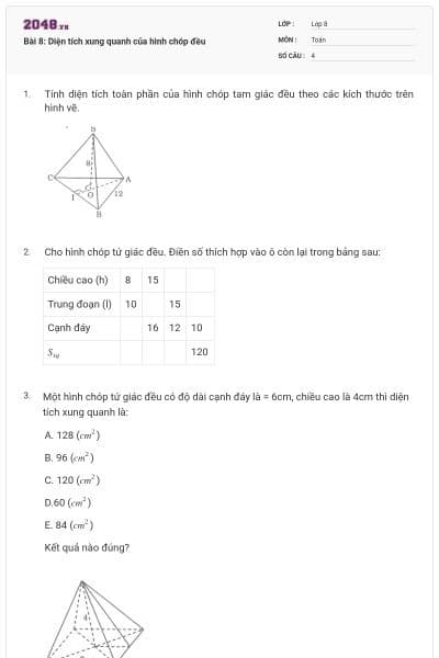 Bài 8: Diện tích xung quanh của hình chóp đều