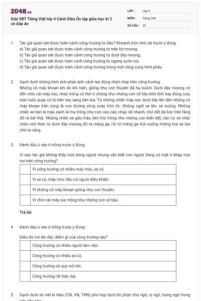Giải VBT Tiếng Việt lớp 4 Cánh Diều Ôn tập giữa học kì 2 có đáp án
