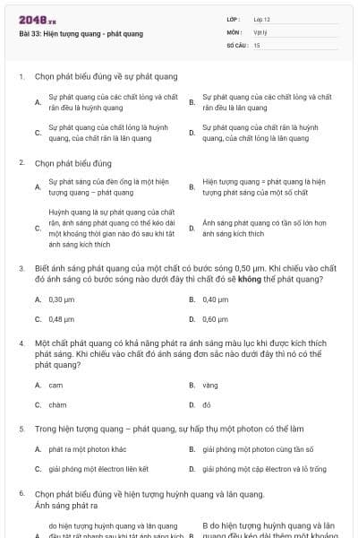 Bài 33: Hiện tượng quang - phát quang