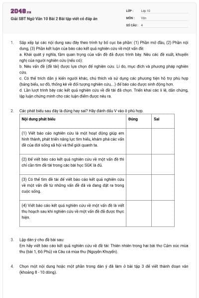 Giải SBT Ngữ Văn 10 Bài 2 Bài tập viết có đáp án