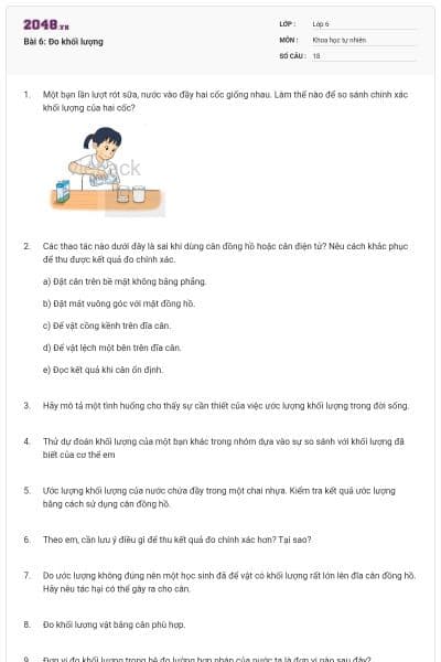 Bài 6: Đo khối lượng