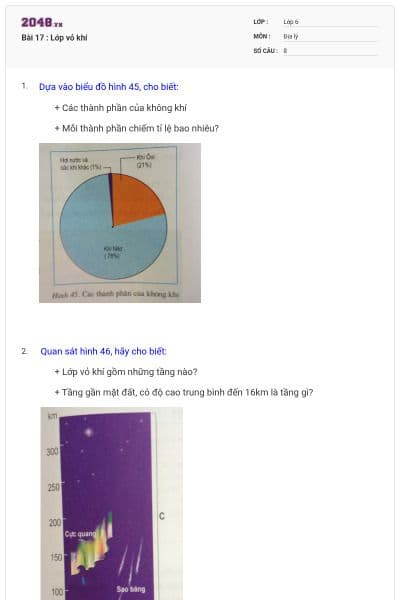 Bài 17 : Lớp vỏ khí