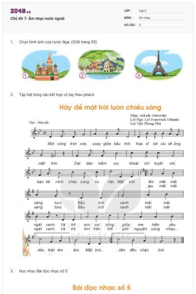 Chủ đề 7: Âm nhạc nước ngoài