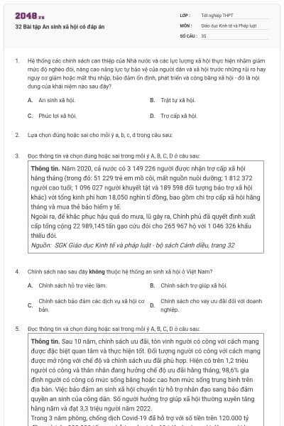 32 Bài tập An sinh xã hội có đáp án
