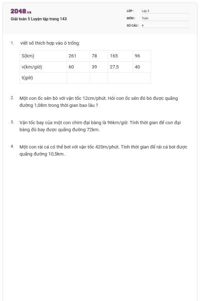 Giải toán 5 Luyện tập trang 143
