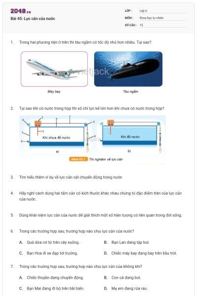Bài 45: Lực cản của nước