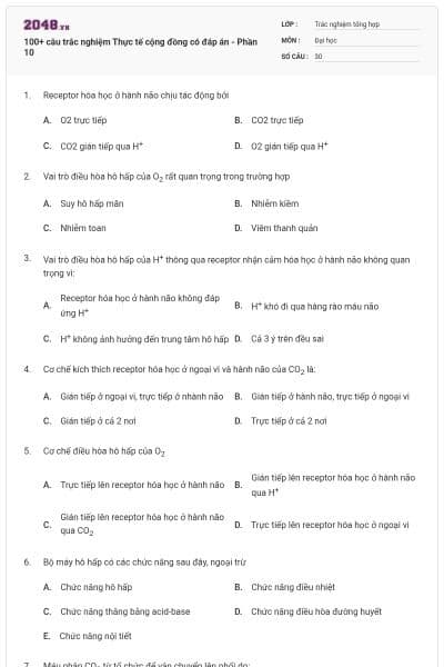 100+ câu trắc nghiệm Thực tế cộng đồng có đáp án - Phần 10