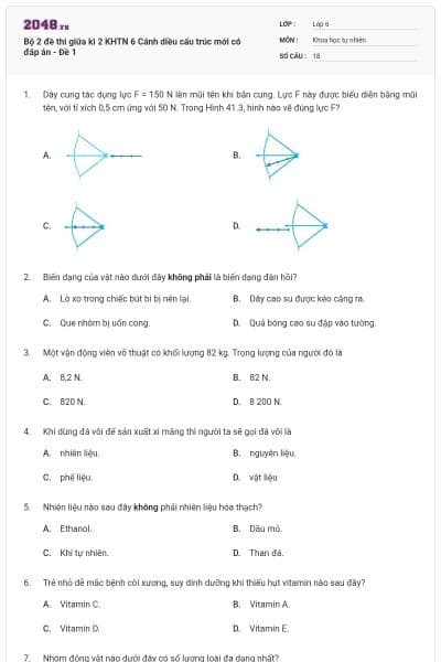 Bộ 2 đề thi giữa kì 2 KHTN 6 Cánh diều cấu trúc mới có đáp án - Đề 1