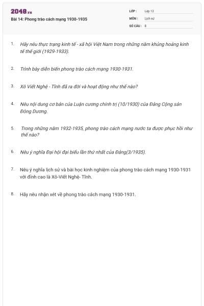 Bài 14: Phong trào cách mạng 1930-1935