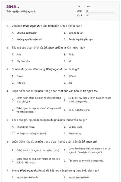 Trắc nghiệm: Đi bộ ngao du