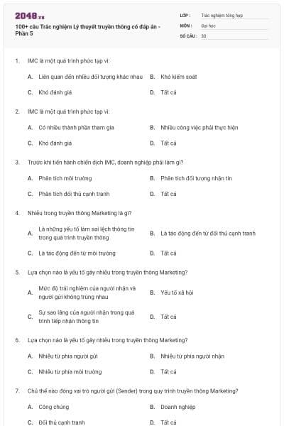 100+ câu Trắc nghiệm Lý thuyết truyền thông có đáp án - Phần 5