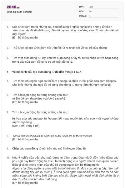 Soạn bài Cụm động từ