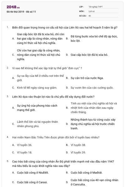Đề thi thử 2019 - Đề số 11