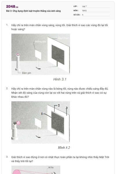 Bài 3: Ứng dụng định luật truyền thẳng của ánh sáng