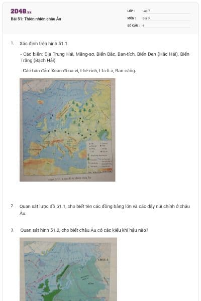 Bài 51: Thiên nhiên châu Âu