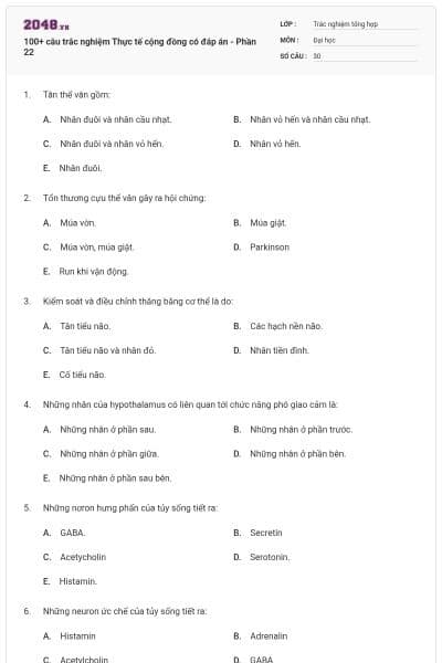 100+ câu trắc nghiệm Thực tế cộng đồng có đáp án - Phần 22