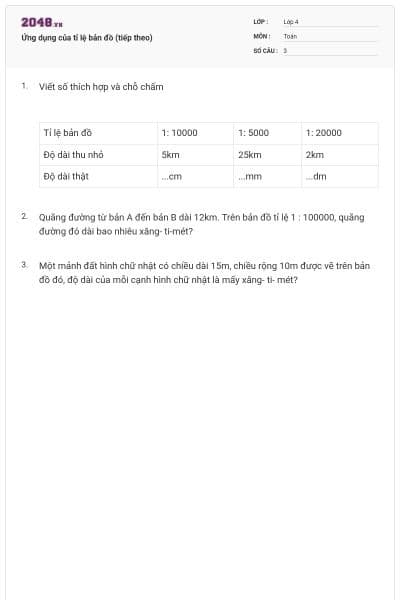 Ứng dụng của tỉ lệ bản đồ (tiếp theo)