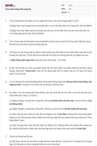 Thực hành tiếng Việt trang 82
